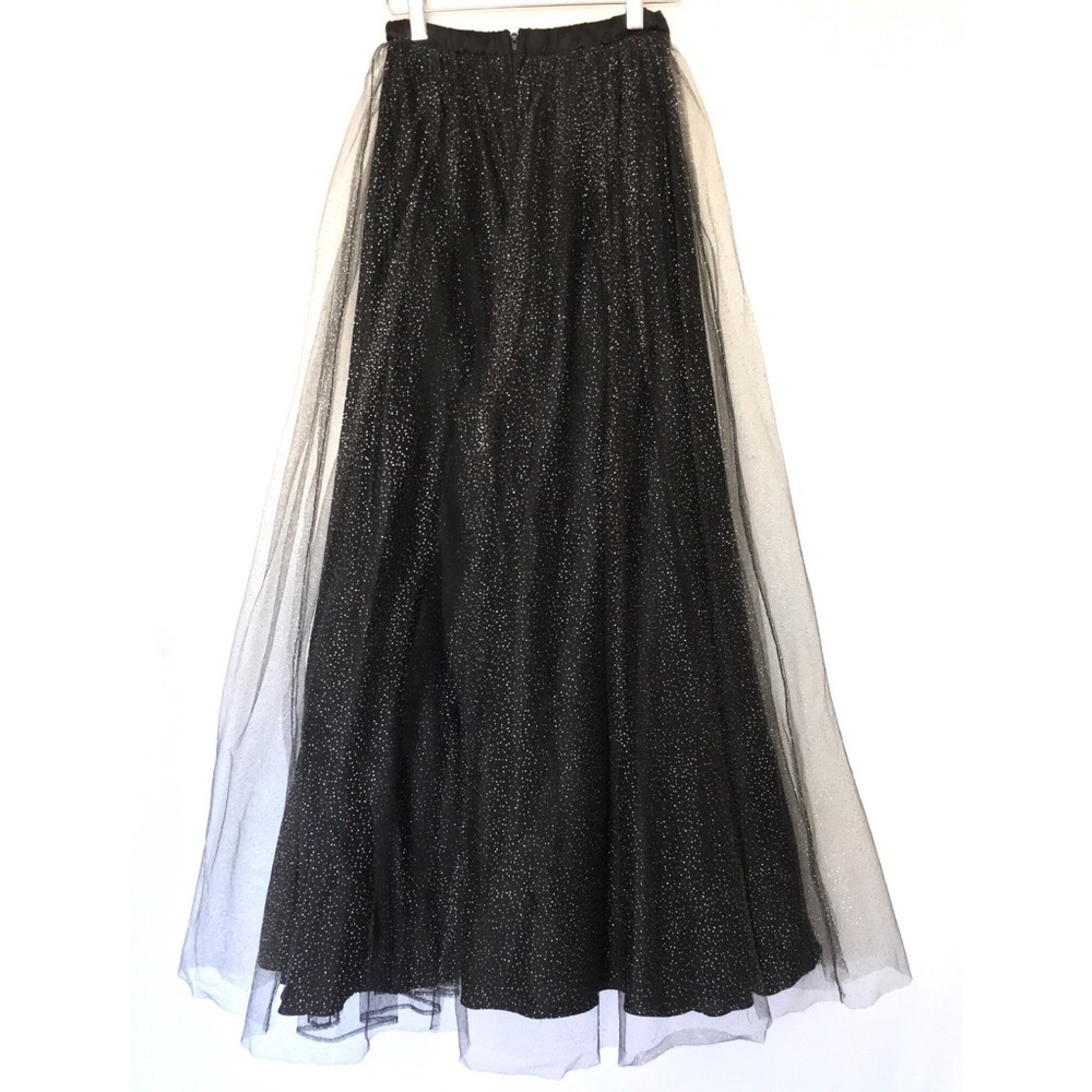 Metallic Sparkle Tulle Tute Mesh Formal Maxi Skirt - Picture 2 of 8